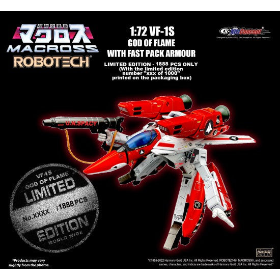 Macross 1/72 VF-1S God of Flame w/ Fast Pack Armor - KitzConcept